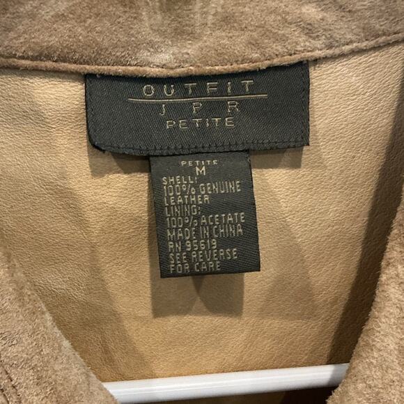 Outfit JPR Petite Women Suede Leather Blazer Size Medium MP Cardigan Western Tan - Picture 2 of 7